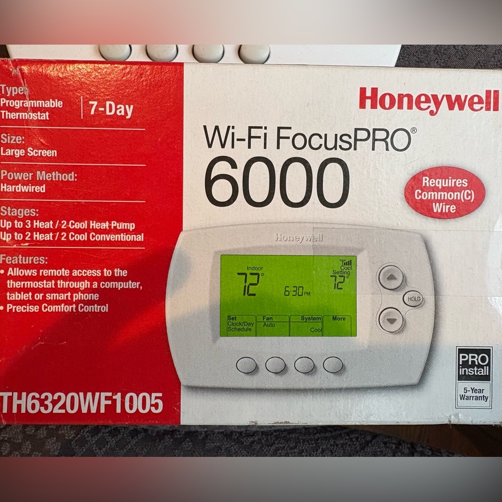 Wi‑Fi FocusPRO 6000 White Programmable Thermostat